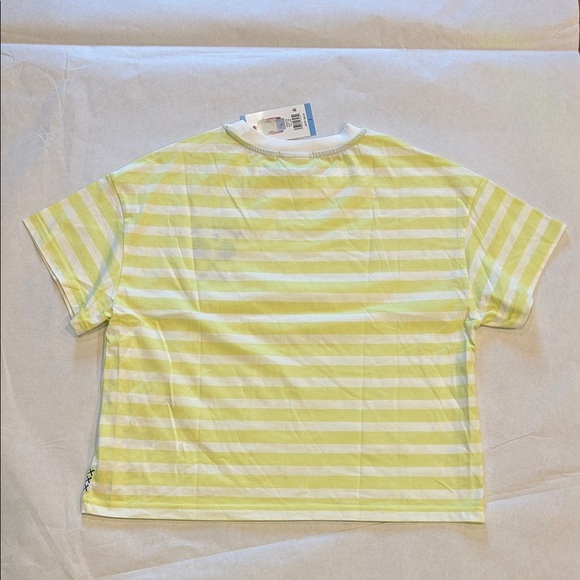 Scotch & Soda Yellow and White Striped Short Sleeve Crop Tennis Girl Tee large - Picture 7 of 7